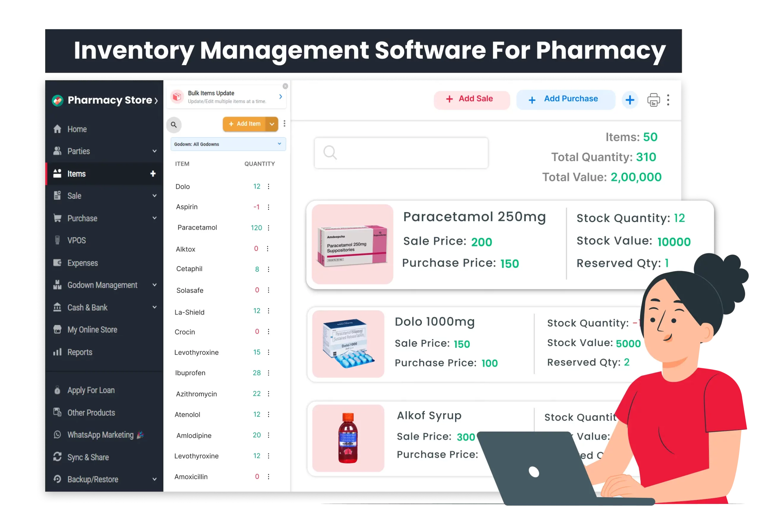 Inventory Management Software For Pharmacy In UAE | Dubai - Vyapar