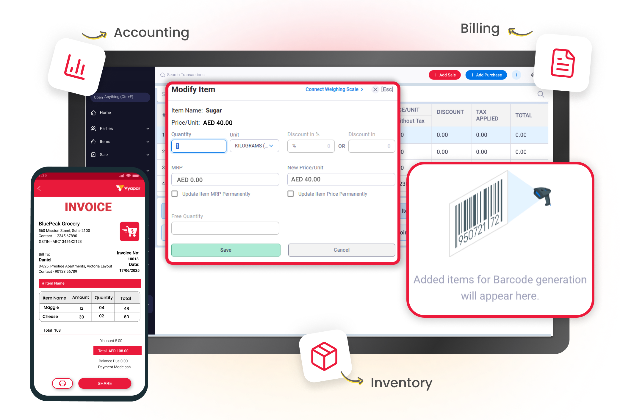 POS billing software dashboard UAE