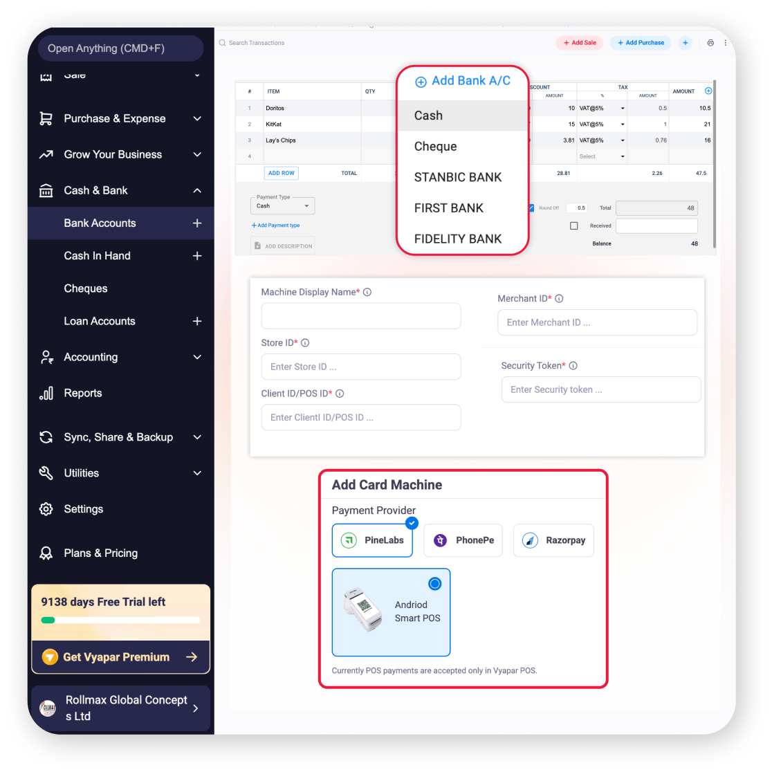 multiple payment modes POS billing software UAE
