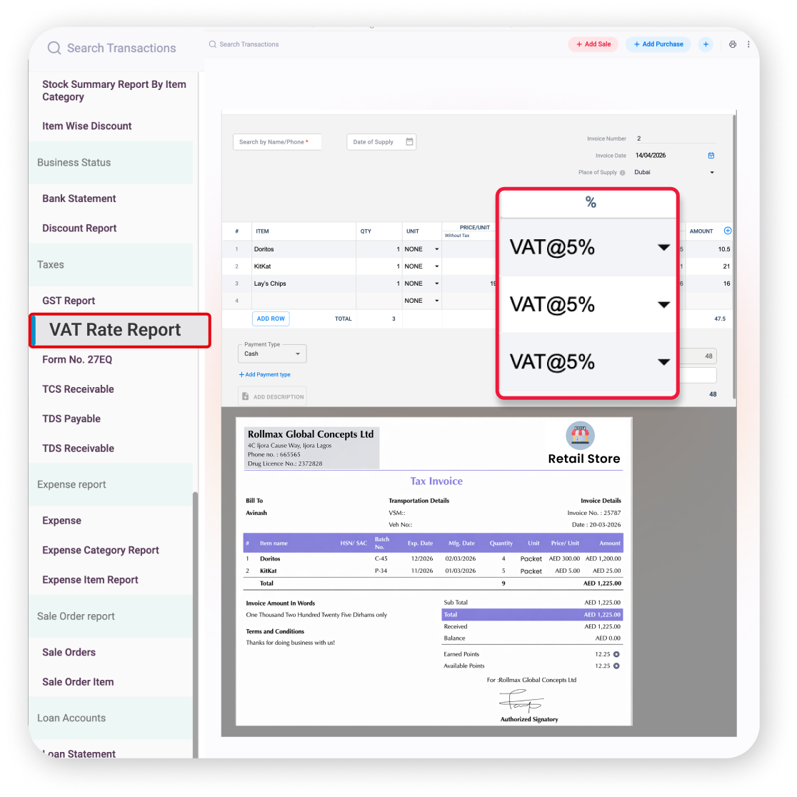 VAT invoicing POS billing software UAE