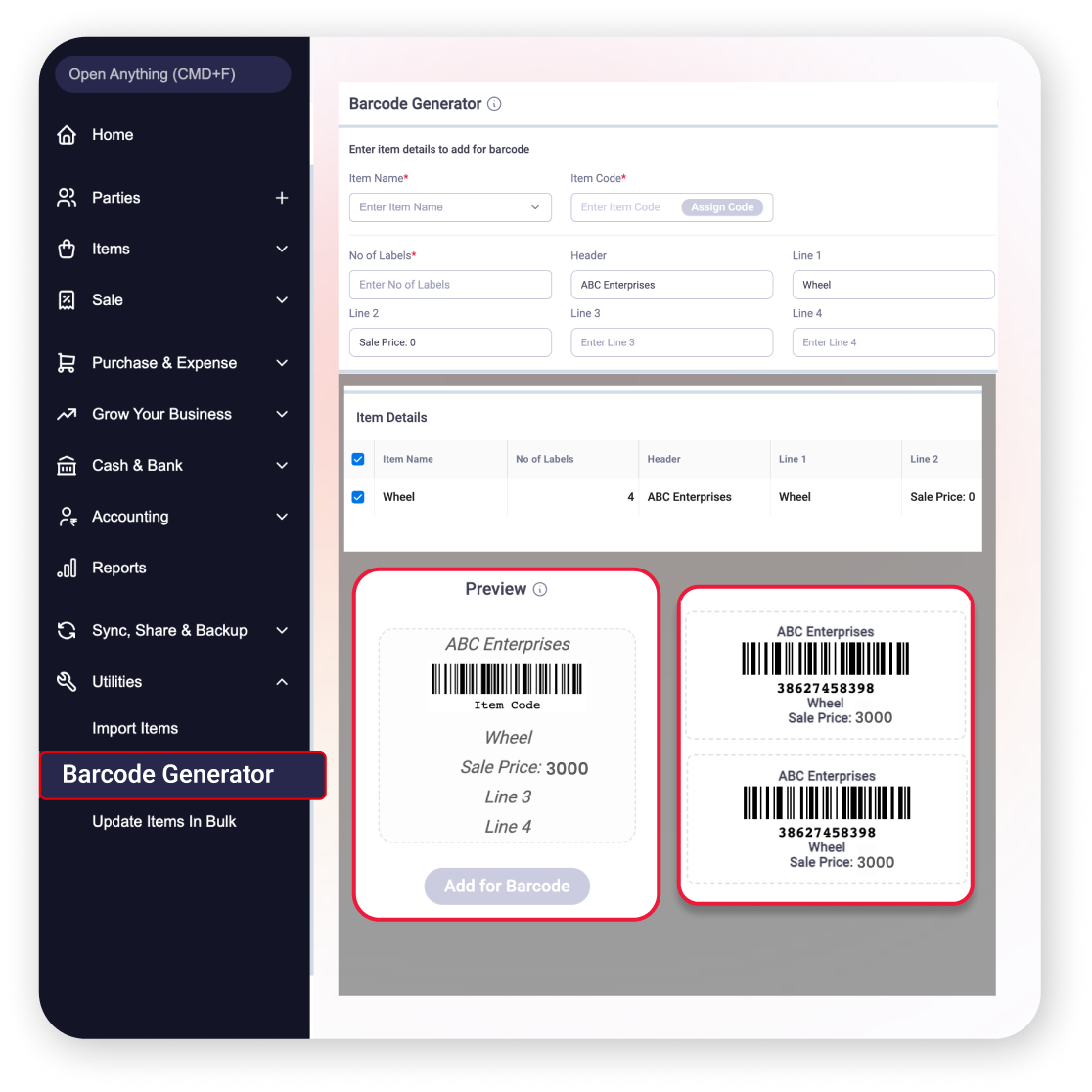 barcode scanning labelling spare parts inventory UAE
