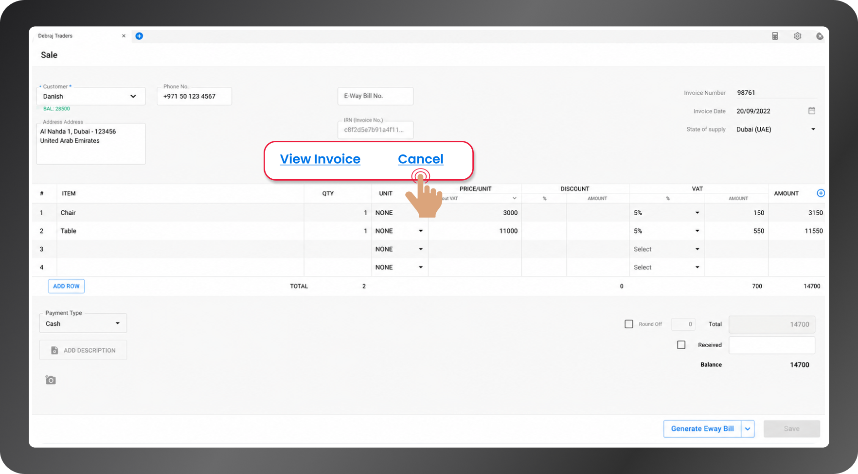 e-invoice cancellation UAE