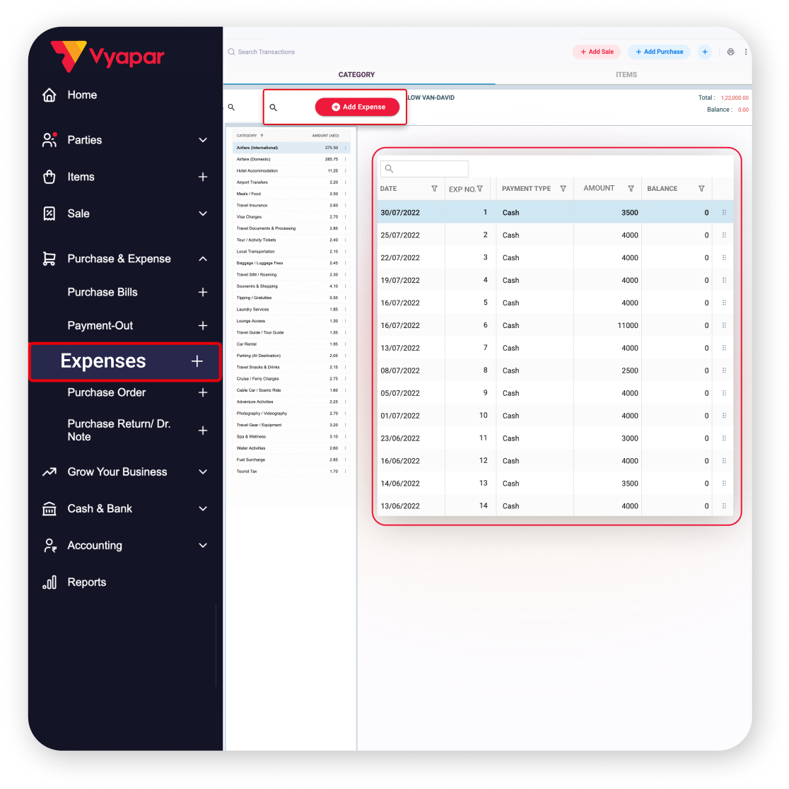 expense commission tracking travel agency UAE