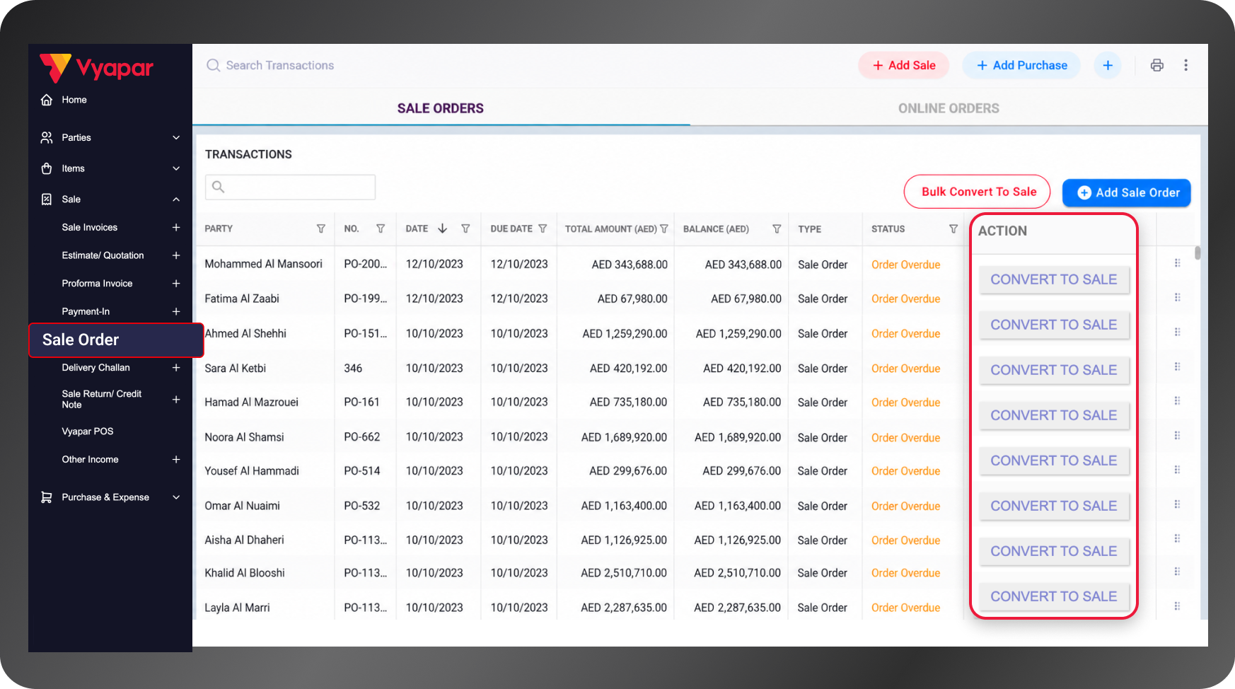 convert orders to invoices UAE billing software
