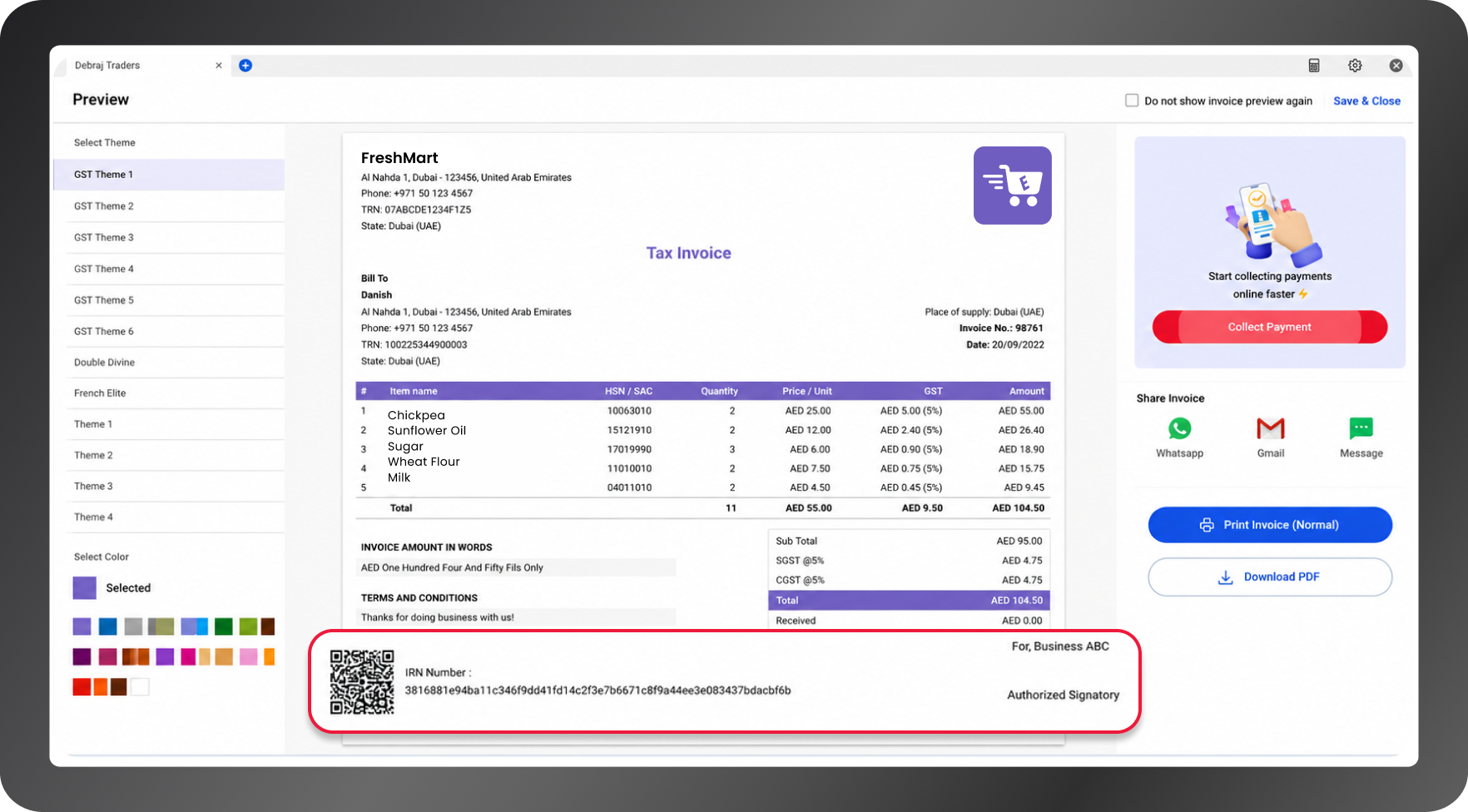 e-invoice reference number UAE