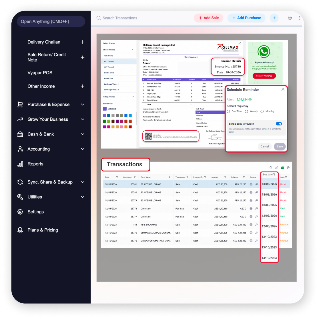 invoice tracking reminders e-invoicing software UAE