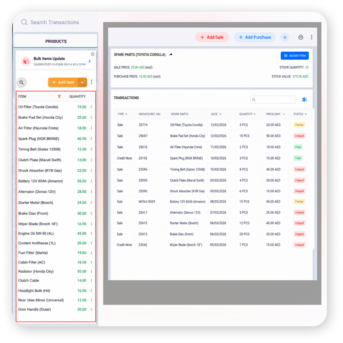 real-time inventory tracking spare parts UAE