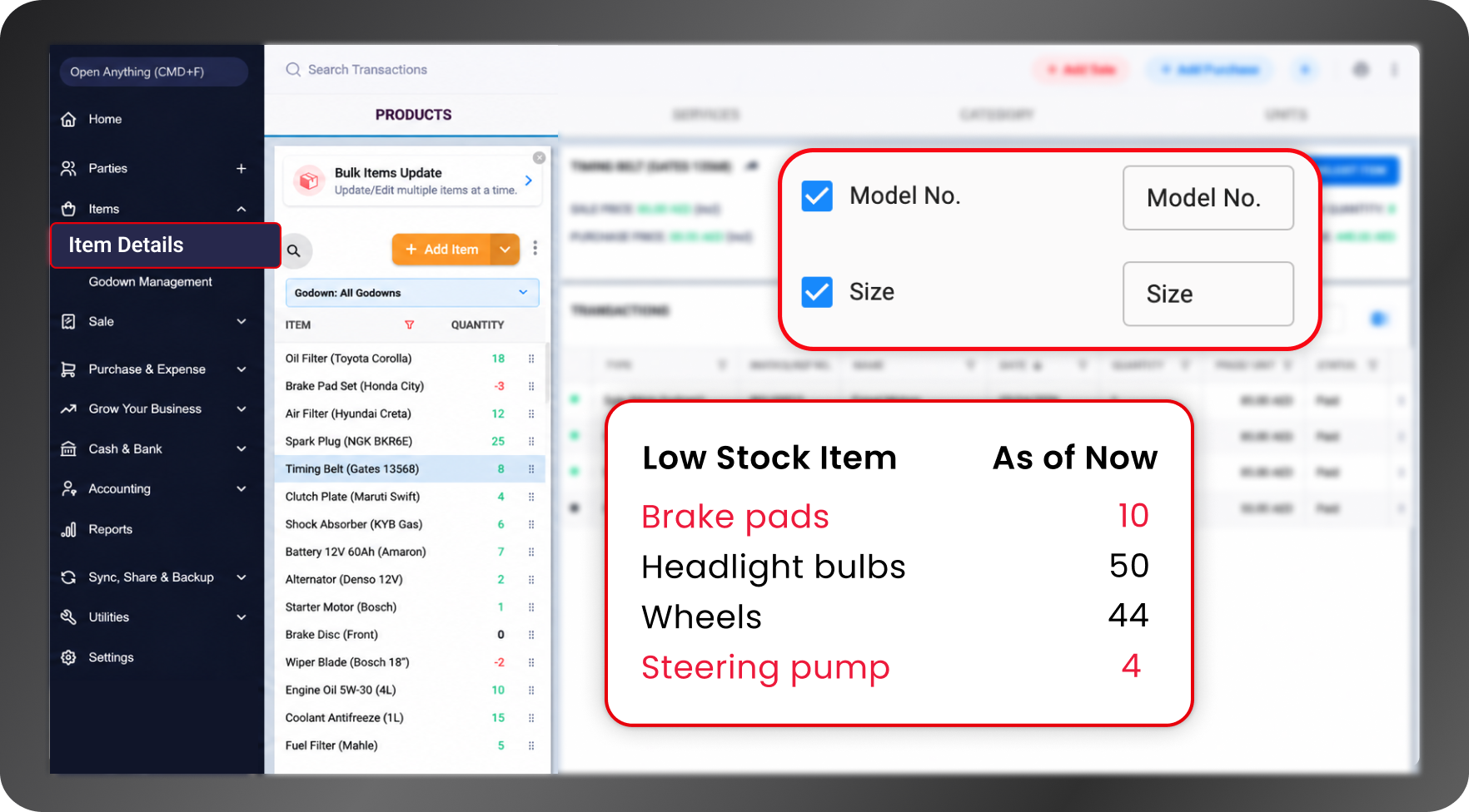 spare parts inventory management dashboard UAE