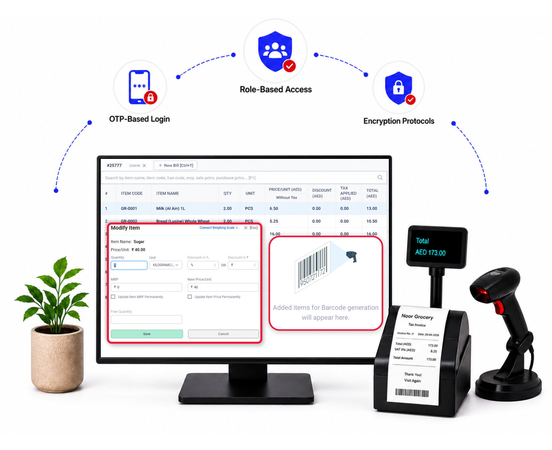 360 degree security Vyapar barcode billing UAE