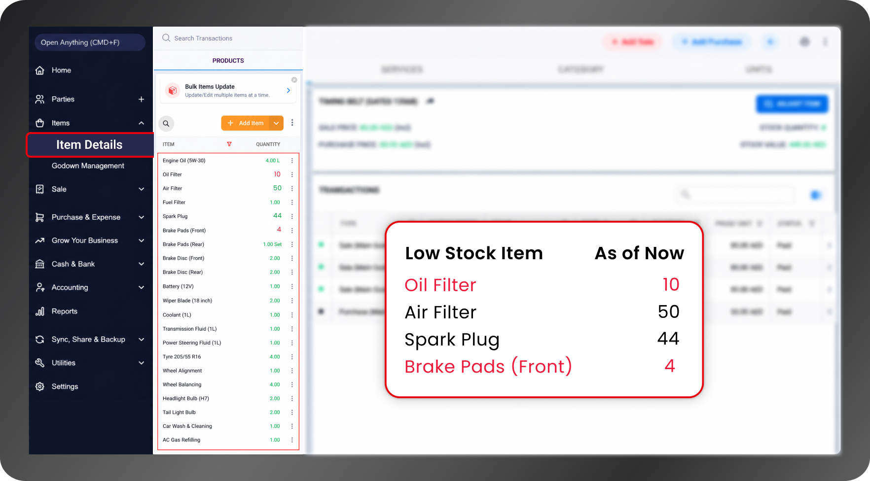 inventory tracking auto parts UAE