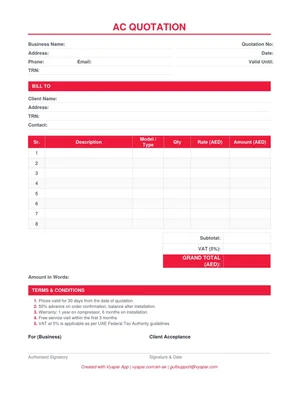 AC Quotation Format in PDF