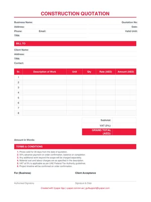 Construction Quotation Format in PDF
