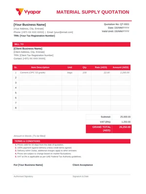 Material Quotation Format in Word