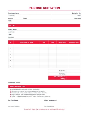 Painting Quotation Format in PDF