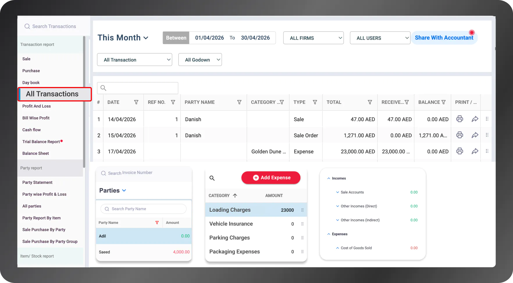 logistics financial reports UAE