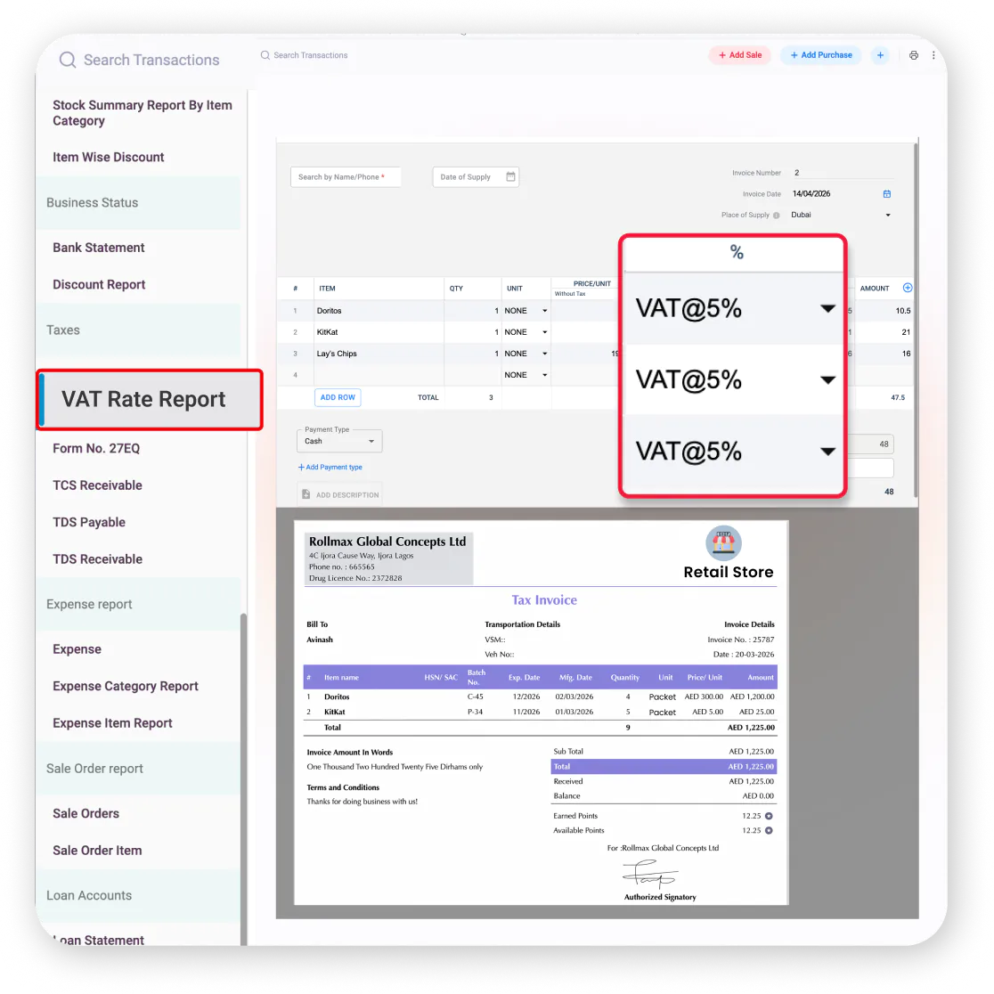 VAT and tax management software UAE
